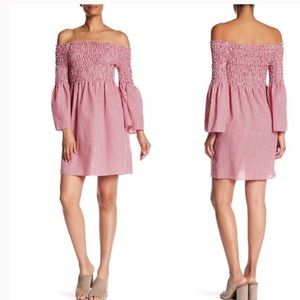 Max Studio Off Shoulder Bell Sleeve Gingham Dress (size S)